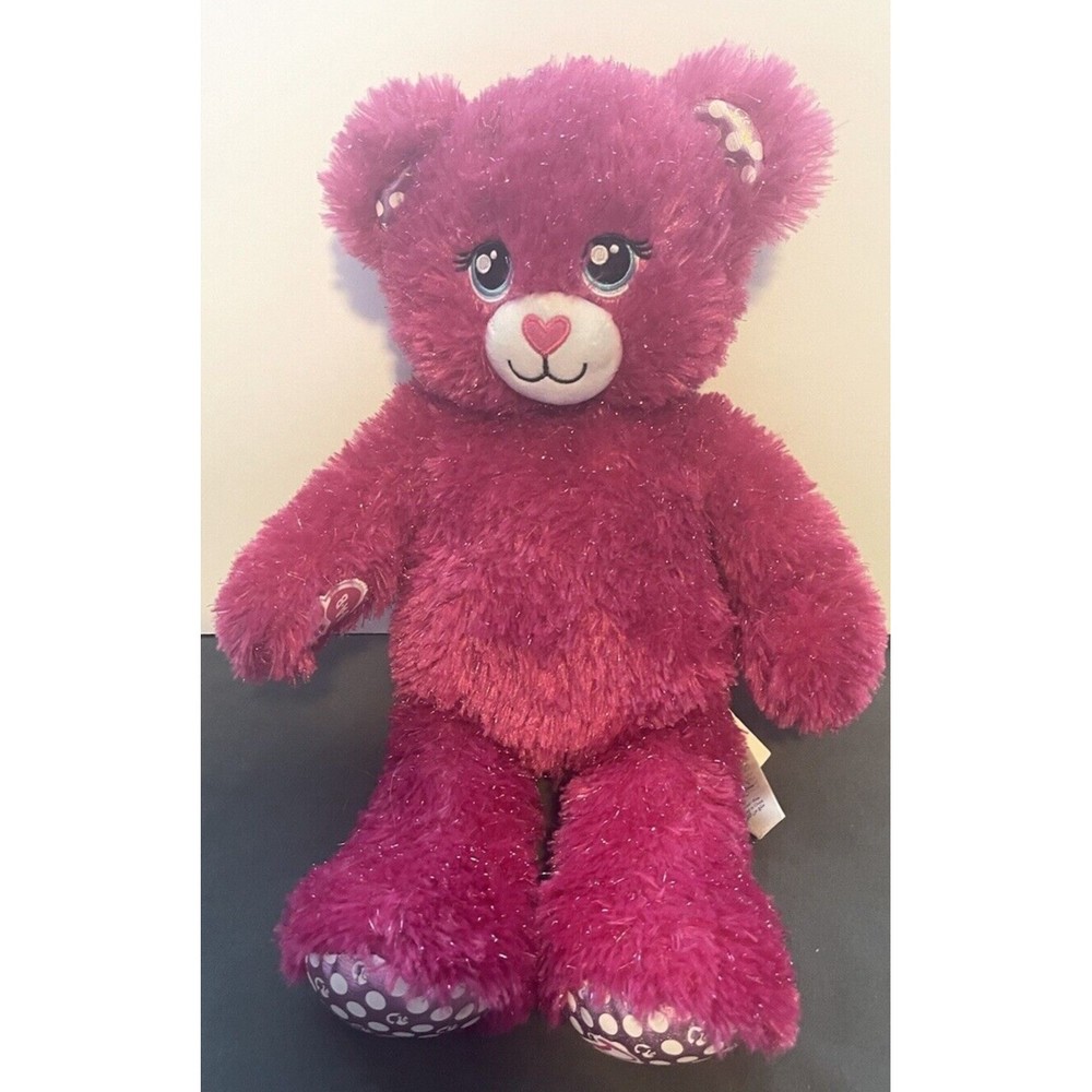 BUILD-A-BEAR Barbie Teddy 16" Plush Pink Sparkle Glitter Stuffed Animal Toy BAB